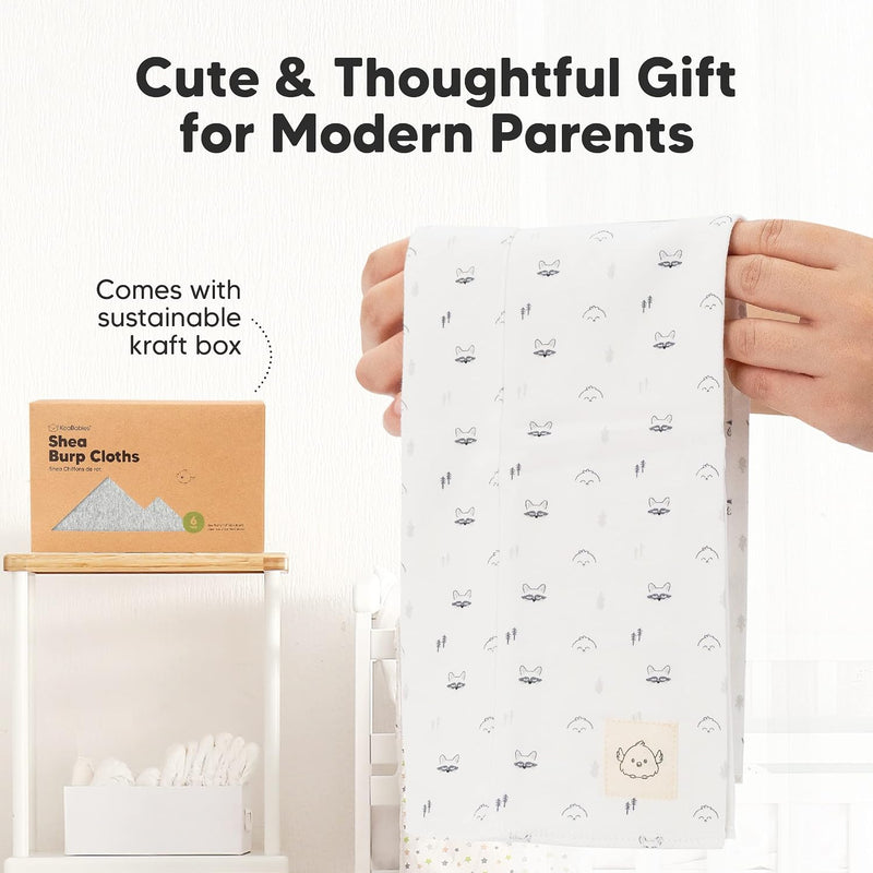Organic Burp Cloths Baby Boy, Girl, 6-Pack Large Burping Cloths (Neutrals) | 100% Cotton Burp Clothes for Babies, Newborns Spit Up Rags, Super Soft, Absorbent Towels, Gender Neutral, Machine Washable