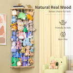 Jtksfcl Stuffed Animal Storage Wood Corner Plush Toys Holder with Star Pattern, Length Adjustable Hanging Stuffed Animal Toy Organizer Shelf for Nursery Play Room Bedroom Kid Room