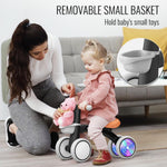 Umatoll Baby Balance Bike, Adjustable Seat, Safety Features, 12-24 Months Toddler Ride on Toys, Colorful Lighting, No Batteries Required