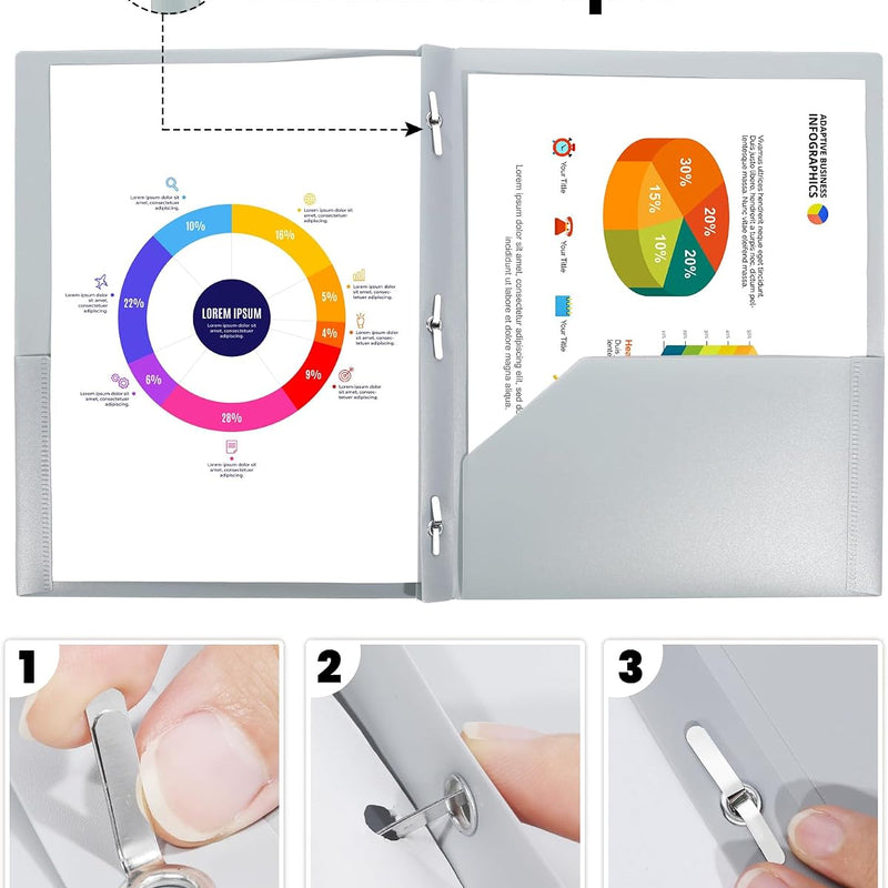 SUNEE 3-Prong Plastic Folders with Pockets (6 Pack, Pastel Colors) 2 Pocket Folders with Fasteners, Tear-Resistant Plastic Pockets, and Fit Letter Size Paper, Use for School Office Home Business
