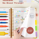 Hardcover Spiral Notebook Journal with Removable Dividers Tabs, 300 Pages Leather 5 Subject Notebook College Ruled, 8"x10" Large B5 Notebooks for Work School Note taking, Lined Journal for Women, Pink