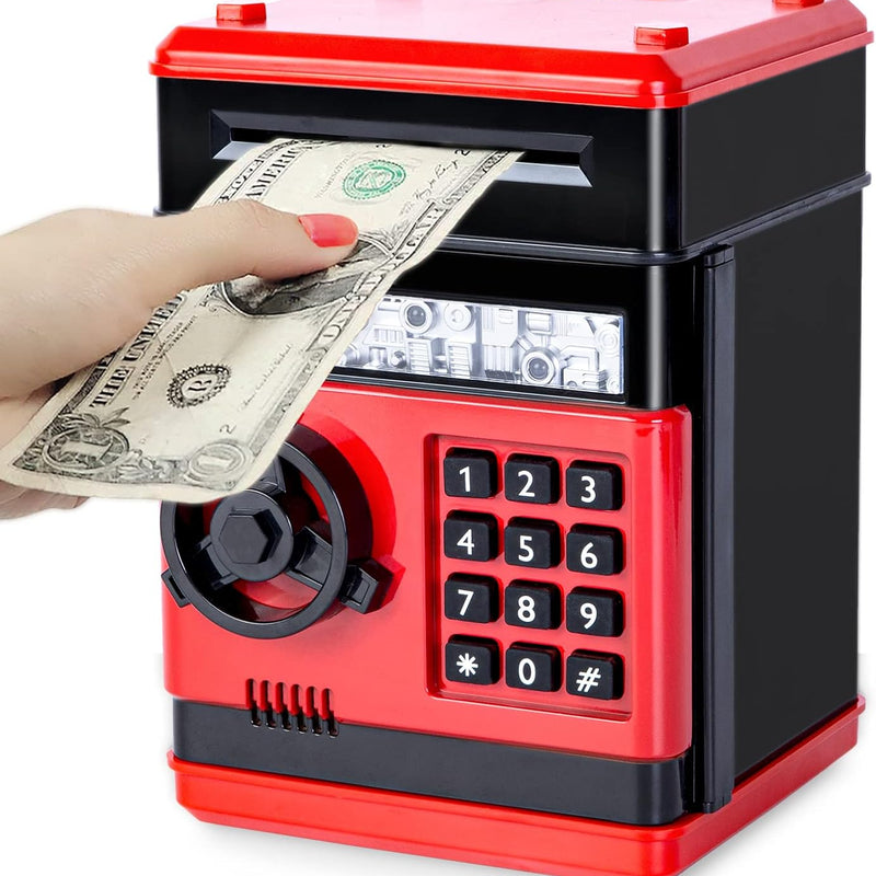 Refasy Piggy Bank Electronic Coin ATM for Kids Age 3-12, Money Savings Box Mini ATM Coin Bank