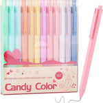 WY WENYUAN 12-Pcs Ballpoint Pens, Comfortable Writing, Pastel Retractable Pretty Journaling, Black Ink Medium Point 1.0 mm Gift, Cute Office Supplies for Women