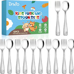 12Pcs Stainless Steel Toddler Utensils Small Metal Kids Silverware | Food-grade, Ideal Transitional Baby Forks and Spoons, Cute pattern, Designed for Children, Dishwasher Safe, Mirror Polished