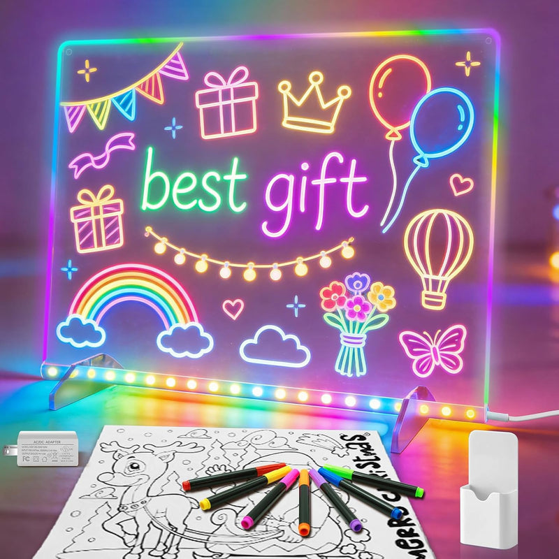 16'' Colorful LED Drawing Board for Kids with 8 RGB Light Modes and 13 Effects - White Tracing Book