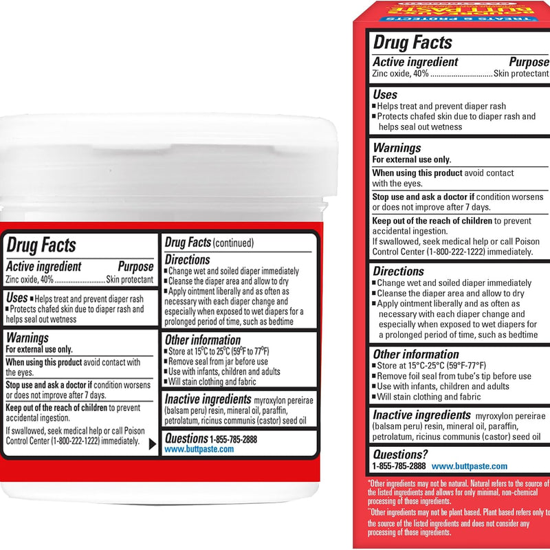 Boudreaux’s Butt Paste Maximum Strength Diaper Rash Cream, 2oz & 14oz | Diaper Cream for Baby, Ointment With Zinc Oxide, Fast Relief, Overnight Protection, Moderate to Irritated Diaper Rash