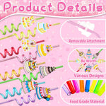 LEDUO 24-Piece Reusable Birthday Straws - Swirly, Glittery Cake Toppers for Kids' Parties