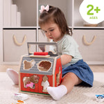 Melissa & Doug Take-Along Wooden Toy Barn with Farm Animals & Pop-Up Roof, Preschool Learning Toys