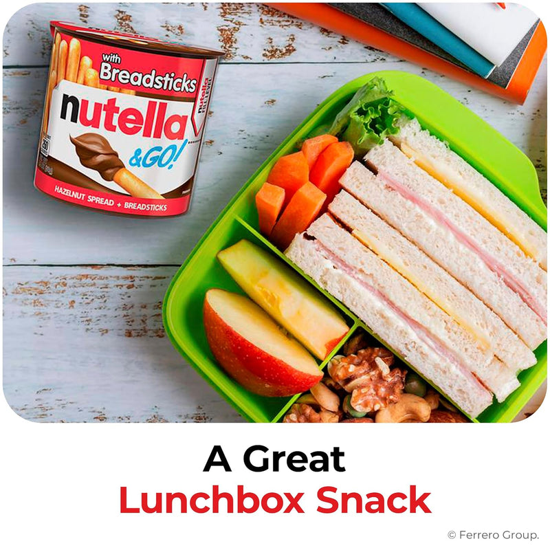 Nutella & GO! Chocolate Hazelnut Spread with Cocoa + Breadsticks, 10 Snack Packs, 1.8 oz Each