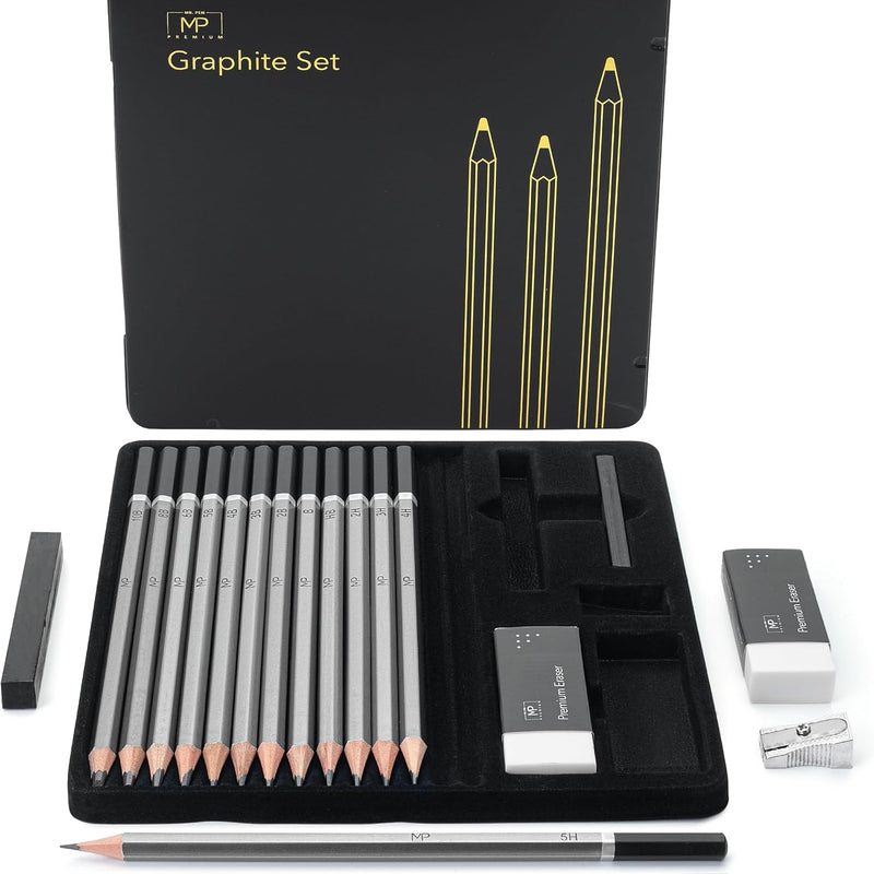 Mr. Pen- Drawing Sketching Pencil Set, 19 pcs, Graphite Pencils (10B-6H) | Graphite Sticks, Erasers, Metal Sharpener, for Drawing, Sketching, Shading & Art Projects