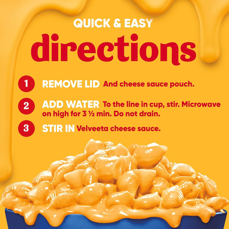 Velveeta Shells and Cheese Mac and Cheese Dinner, 8 Cups, Original, 2.39 oz | for Easy Snacks or Dinner Sides MADE WITH REAL CHEESE