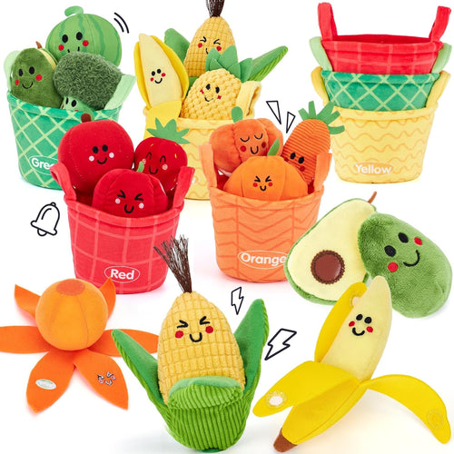 hahaland 16 PCS My First Fruit Vegetable Color Sorting Play Food Crinkle Rattle Baby Toys Montessori 6-12 Months