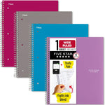 Five Star Spiral Notebook + Study App, 100 Sheets, 1 Subject, College Ruled Paper, Fights Ink Bleed, Water Resistant Cover, 820337-ECM, Purple, Pink, White & Green, 8-1/2" x 11", 4 Pack