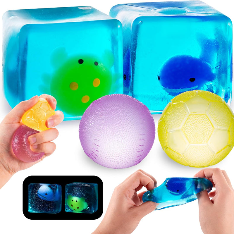 Squishy Stress Ball & Slow Rising Butter Squishy Fidget Toys Set - 4 Pack Ultra Soft Sensory Toys, Cute Taba Pack for Kids Adults, Desk Toy, Party Favors & Gift Ideas