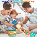 Portable Travel Toys for Baby 6-18M: 5 Foldable Cubes 7 Activity Panels | Busy Board for Car Seat & Airplane Trips - Builds Sensory Fine Motor Skills - Gifts for Baby Birthday Christmas