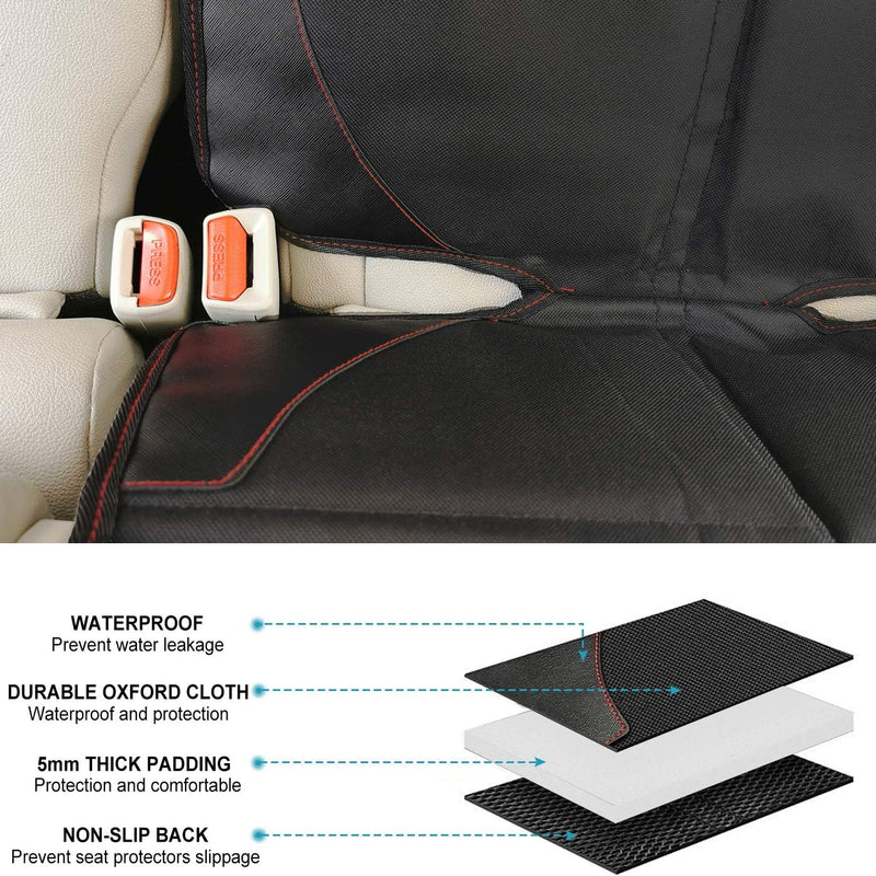 MORROLS Car Seat Protector, 2 Pack Carseat Protector with Thick Padding, Baby/Pets for Child Car Seat-Mesh Pockets-Waterproof-Universal Size(Black)