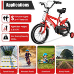 14 Inch Kids Bike for Boys and Girls with Training Wheels, Adjustable Height, Multiple Colors