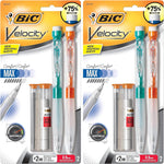 BIC Velocity Max Mechanical Pencils, With Colorful Barrel, Medium Point (0.7mm), 2-Count Pack Mechanical Pencils With Erasers and Lead Refills