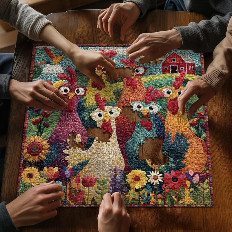 Chicken Puzzles for Adults, 1000 Piece Jigsaw Puzzle, Funny and Colorful Chicken Art Challenge