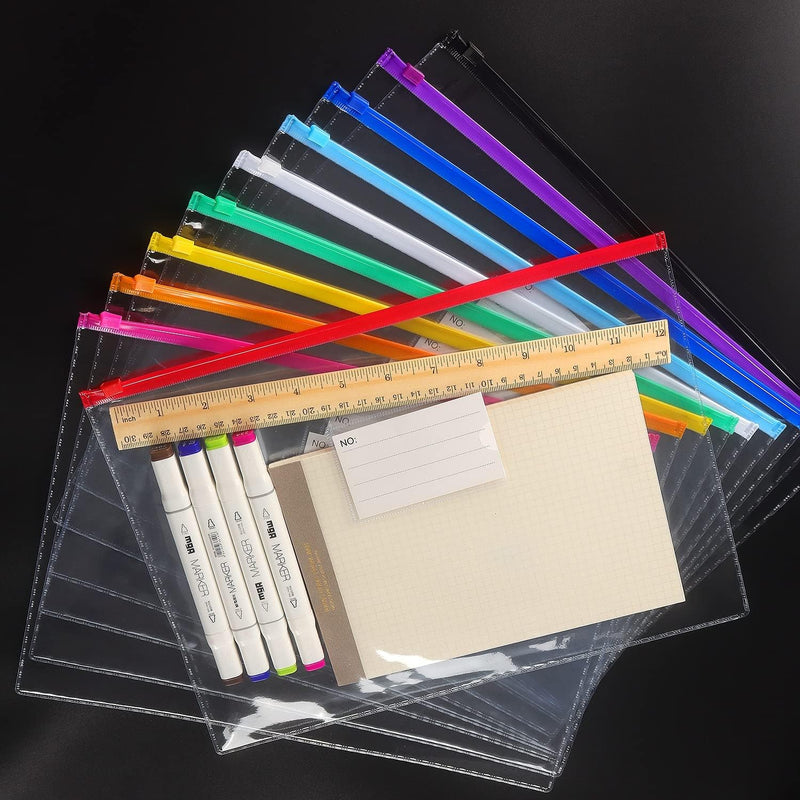 Tamaki 10 Pack Plastic Envelope, Files Zipper Folders, 13 x 9.25 Inch | Poly Zip Envelop A4 Size/Letter Size