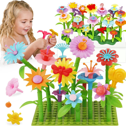 iqkidz 3-6 years old flower garden building toy with insect pegs educational activity gifts for girls preschool-kindergarten