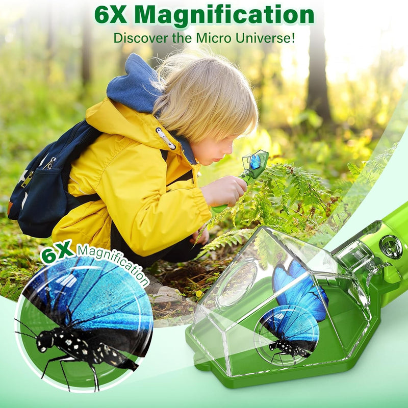 Bug Catcher Kit for Kids,6X Magnifier Glass,STEM Educational Tool,Indoor and Outdoor Toy,Christmas Birthday Gifts