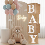 Sage Green RUBFAC Baby Shower Decorations Set 4pcs with Letters and Balloon Boxes