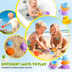 Toddler Bath Toys for Kids Ages 1-3 Waterfall Bathtub Toys for Toddlers 2-4 | with 3 Stacking Cups No Mold Baby Bath Toys Interactive Duck Water Shower Toys for Boys Girls Gifts with Strong Suction Cups