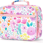 mibasies Kids Lunch Box for Girls, Insulated and Reusable Lunch Bag for School Preschool Kindergarten, Flower Pink