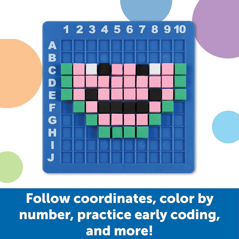 Learning Resources STEM Explorers Pixel Art Challenge, science kit for kids, ages 5+, fine motor skills, math manipulatives, pattern blocks, gifts for boys and girls