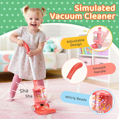 Meland 8-Piece Kids Cleaning Set with Toy Vacuum and Broom | Toddler-size broom and toy vacuum encourage household role play, coordination and pretend play, gift for boys girls ages 3-6