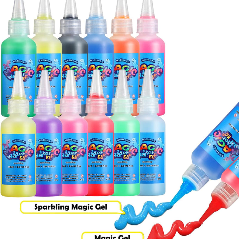 Kidisego Aqua Fairy Water Gel Kit for Kids, Magic Water Elf Toy Kit with 12 Colors 18 Molds 6 Pack of Magic Powder, Crate Your Own Magic Elf Kit Water Pets Craft Kits for Kids