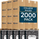 Rosmonde College Ruled Composition Notebooks 5 Pack, 200 Pages (100 Sheets), 9-3/4" x 7-1/2", White & Black Marble Composition Book, Hard Cover, Sturdy Sewn Binding, School, College & Office Supplies