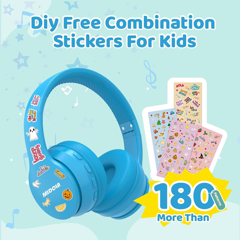 MIDOLA Kids Bluetooth Headphones - 68H Play Time Volume Limit and Built-in Mic