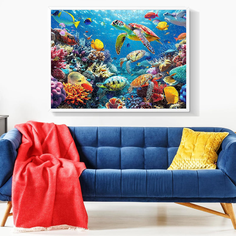 500 Piece Puzzle for Adults, Turtle Jigsaw Puzzles, Sea Animals Puzzles 500 Pieces, Birthday and Barious Holiday Party for Family Adult, Funny Puzzle for Adults, 20.5x15 in