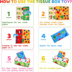 yogingo tissue box toy montessori for babies 6-12 months soft stuffed high contrast crinkle sensory toys