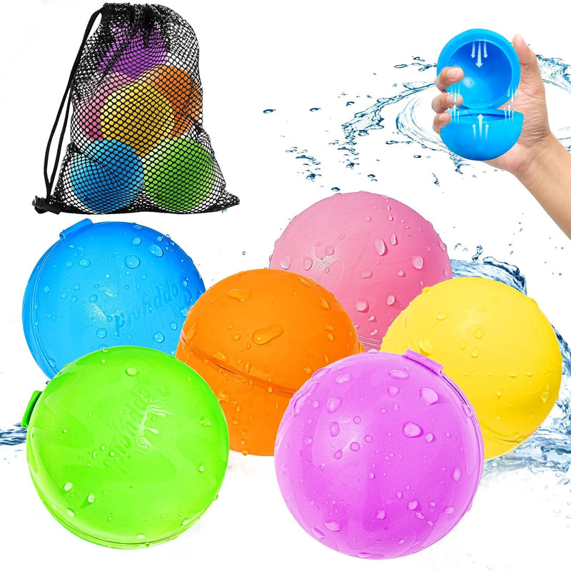 12PCS Reusable Water Balloons - Quick Fill Water Balls Toys For Toddler Age 4-8 - Refillable Self-Sealing Water Splash Bomb For Summer Party Pool Outdoor Beach Toys for kids Age 8-12