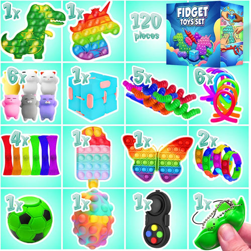 Fidget Toys, 120 Pack Party Favors for Kids 8-12 4-8, Sensory Toy for Autism Autistic Anxiety Children Boys Girls, Classroom Treasure Box Prizes Pinata Stocking Stuffers Gifts Carnival ADHD