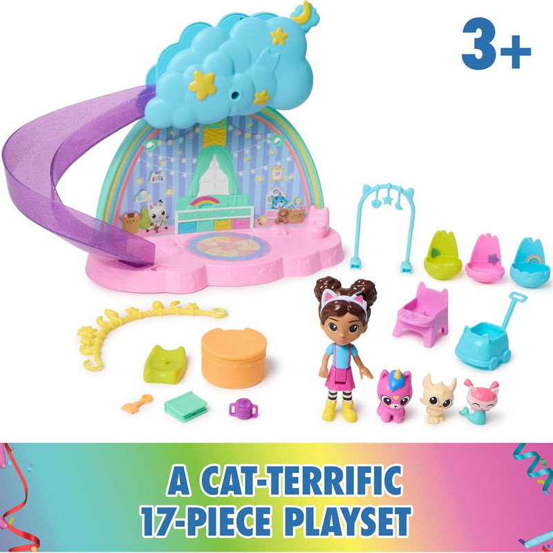 Gabby's Dollhouse Kitty Care Ear Purrfect Playroom – 17-Piece Playset with 4 Toy Figures, Dollhouse Furniture, Doll Accessories & Baby Doll Stuff for Kids Ages 3+