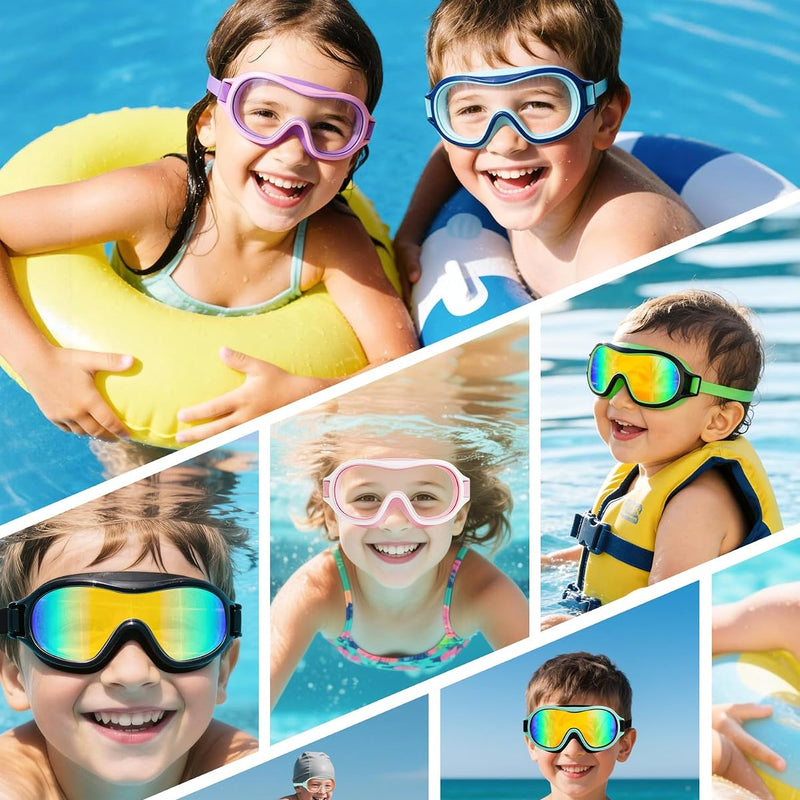 Aegend 2 Pack Swim goggles for Kids 3-15, Anti-Fog Anti-UV Wide Vision Waterproof, No leak Swimming goggles for Boys Girls