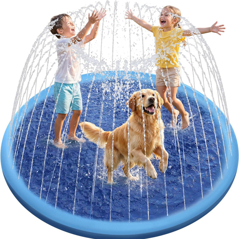 Raxurt Non-Slip Splash Pad for Kids and Dog, 67'' Splash Pad Thicken 0.58mm for Kids Ages 4-8 Toddler Baby Splash Sprinkler Pad Dog Pool Summer Outdoor Water Toys for Boys Girls