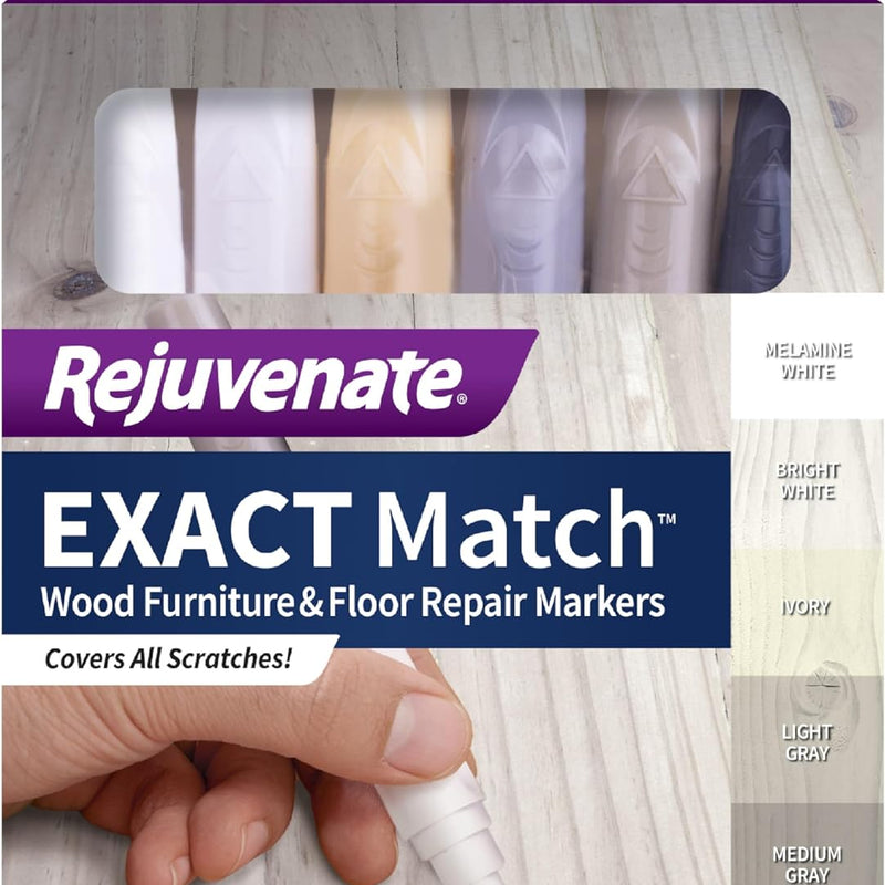 Rejuvenate Exact Match Wood Furniture & Floor Repair Markers, 6 Count, Brown Markers Cover All Scratches, Scuffs And Damage To Wood Furniture And Flooring