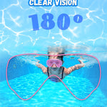 Kids Swim Goggles with Fabric Strap for Kids 3-15, Leak Proof Swimming Goggles Nose Cover 180° Clear View