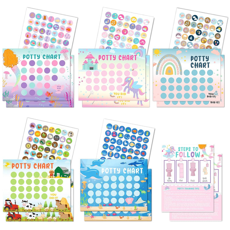 Potty Training Chart for Toddler 5 Fun Styles 17 PCS Potty Chart for Girls with 315 Stickers for Kids Potty Training Reward
