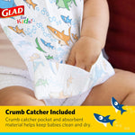 Glad for Kids Disposable Paper Bibs with Crumb Catcher, Sharks, 30 Count | Absorbent, leakproof design for mess-free feeding at meals, crafts, parties, and travel