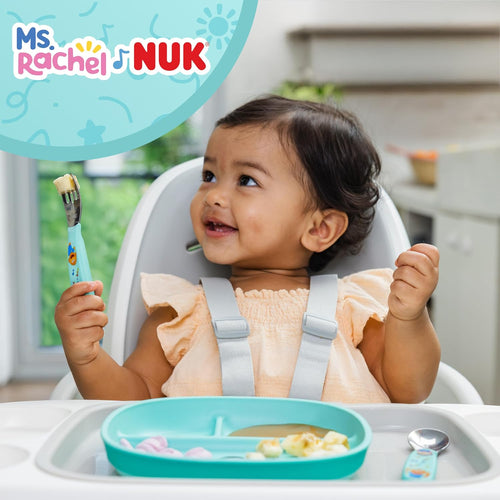 NUK Ms Rachel Tableware Set, Toddler Plate and Bowl, and Toddle Utensils - Fork and Spoon, Kids Dining Set, BPA-Free, Dishwasher-Safe