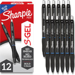 Sharpie S-Gel Bold Point Blue Gel Pens for Teachers, School & Office, Ideal Pens for Journaling, Drawing & Studying, Bold Point, 1.0mm, Smooth Writing, 12-Pack