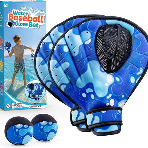 Ayeboovi Water Baseball Gloves Bouncing Ball Set, Toys for Pool Beach Lake | 2 Baseball Style Glove for Catch Skipping Ball, Games for Kids Age 8-12, Adult, Teen, Family, Birthday Gift for Boys Girls