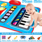 Baby 1-2 Years Music Mat: 2 in 1 Piano Drum Play Mat for Infant Music Toy 1-3 Year Old Boys Girls