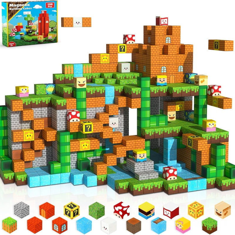 ToyUnited Magnetic Blocks 100PCS Magnetic Building Blocks for Kids Boys Girls Age 3-10 STEM Montessori Learning Toy